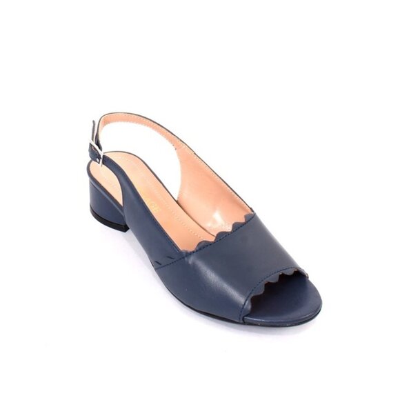 Vernissage Shoes - Vernissage 23692 Blue Leather Heel Slingback Sandals Shoes